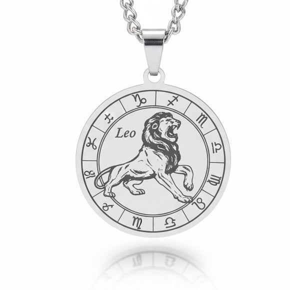 Jewelry - Leo Zodiac Sign Lion Astrology Necklace Stainless Steel Pendant Chain